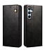 Zwart - leder hoesje voor de Samsung Galaxy A54 5G