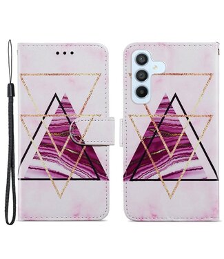 Driekleurige marmer - design leder portemonnee hoesje met polsbandje - Samsung Galaxy A54 5G