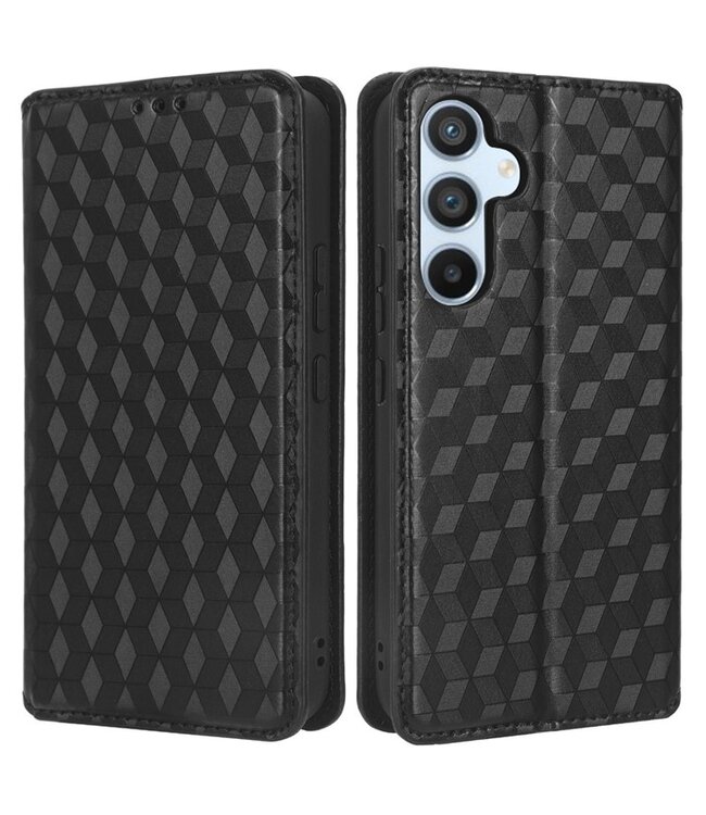 Zwart - faux leder hoesje voor de Samsung Galaxy A54 5G