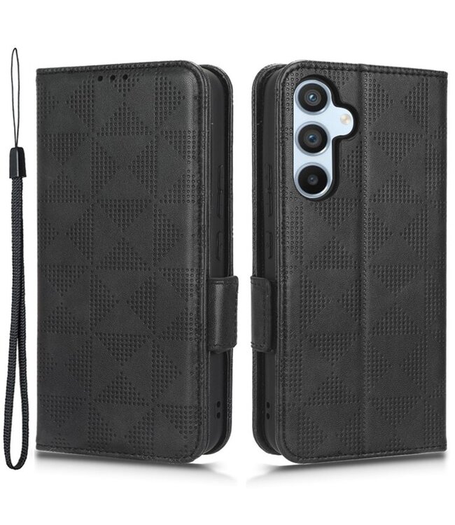 Zwart - faux leder hoesje met polsbandje voor de Samsung Galaxy A54 5G