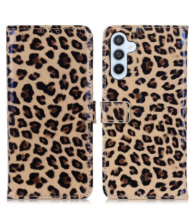 Luipaard design leder portemonnee standfunctie hoesje voor de Samsung Galaxy A54 5G