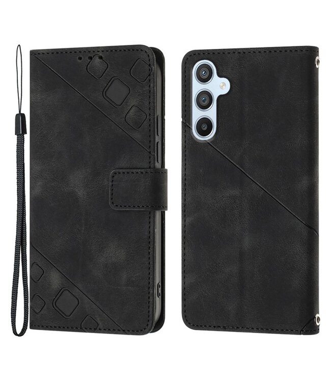Zwart - leder hoesje voor de Samsung Galaxy A54 5G