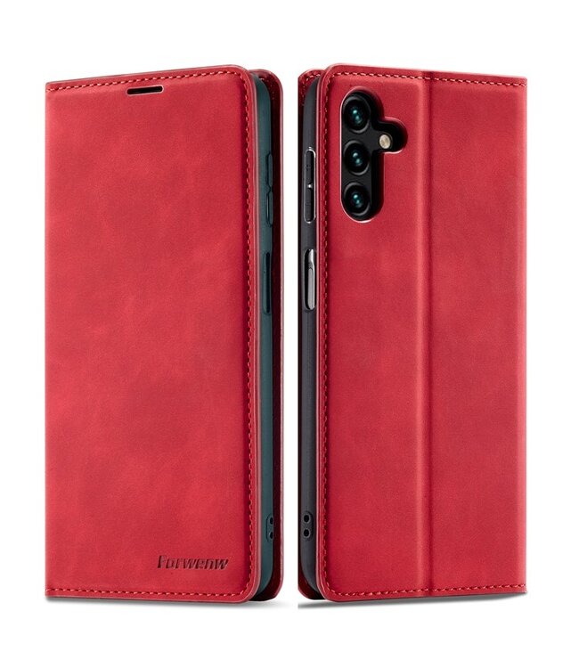 Forwenw Rood - leder hoesje voor de Samsung Galaxy A54 5G