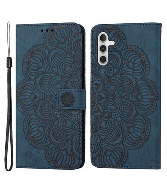 Blauw - leder hoesje met handig koordje - Samsung Galaxy A54 5G