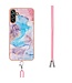 Melkweg Marmer Blauw - marmer design tpu hoesje met koord voor de Samsung Galaxy A54 5G