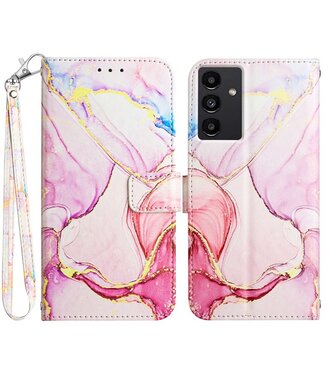 Roségoud - faux leder hoesje met handriempje - Samsung Galaxy A54 5G