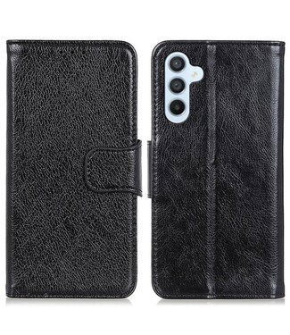 Zwart - split leder smartphonehoesje - Samsung Galaxy A54 5G