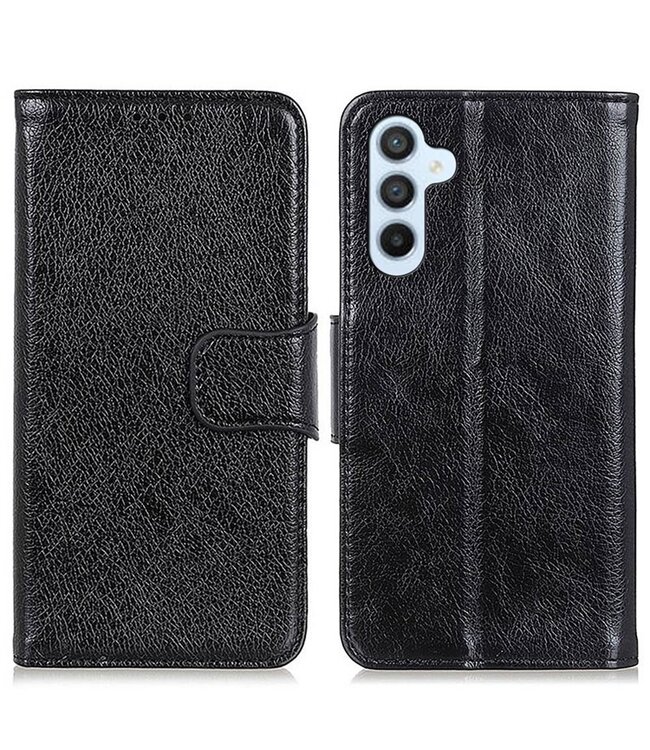 Zwart - split leder smartphonehoesje voor de Samsung Galaxy A54 5G