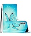 Blauwe vlinder - portemonnee hoesje met polsbandje voor de Samsung Galaxy A54 5G
