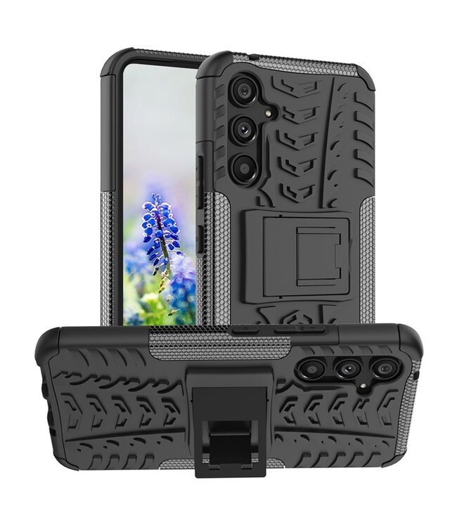 Zwart - bandpatroon hardcase + tpu hybride hoesje voor de Samsung Galaxy A54 5G