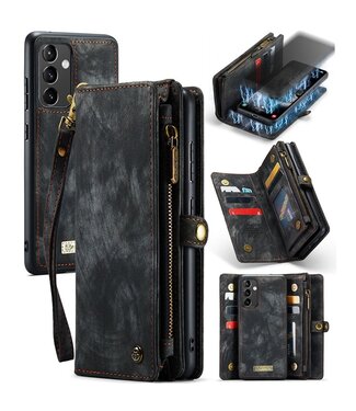 Zwart - caseme multi-functioneel 2-in-1 portemonnee hoesje met polsbandje - Samsung Galaxy A54 5G