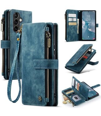 CaseMe Blauw - caseme leder hoesje met polsbandje - Samsung Galaxy A54 5G