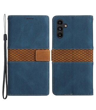 Blauw - leder hoesje met polsbandje - Samsung Galaxy A54 5G