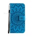 Blauw - geëmbosseerd Zonnebloem faux leder bookcase met standfunctie hoesje met koord - Samsung Galaxy Xcover 5