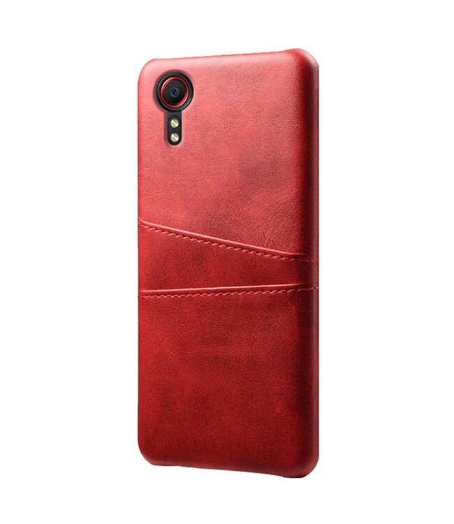 Ksq Rood - pasjeshouder leder hardcase hoesje voor de Samsung Galaxy Xcover 5