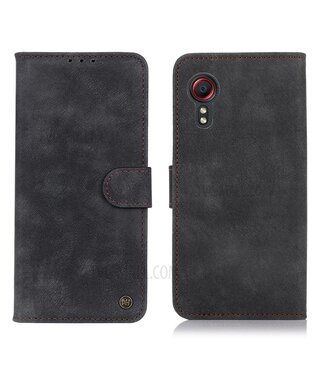 Zwart - lederen hoesje - Samsung Galaxy Xcover 5