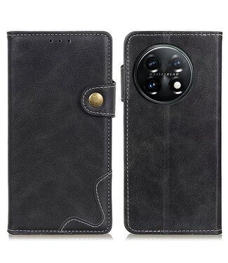 Zwarte S-Textuur Wallet Flip Hoesje - OnePlus 11