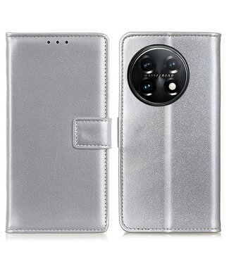 Zilveren gestructureerd PU-leer portemonnee hoesje - OnePlus 11