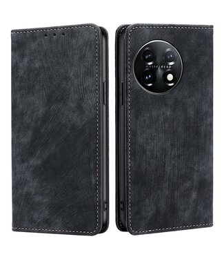 Zwart Lederen Design Hoesje - Portemonnee & Stand - OnePlus 11