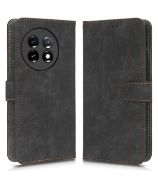 Zwarte Flip Case - Luxe TPU en PU Leer - Wallet en Stand - OnePlus 11