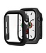 Zwart - hardcase hoesje met tempered glass screen protector voor de Apple Watch Series 7 / 8 (41mm )