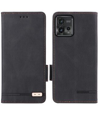 SoFetch Motorola Moto G72 Hoesje - Zwart faux leer met Magnetische Sluiting en Standfunctie