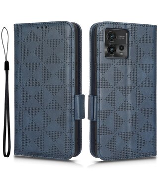 SoFetch Motorola Moto G72 4G hoesje - Blauw driehoek patroon met standfunctie