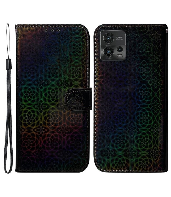 SoFetch Motorola Moto G72 4G Hoesje - Dazzling Flower Zwart