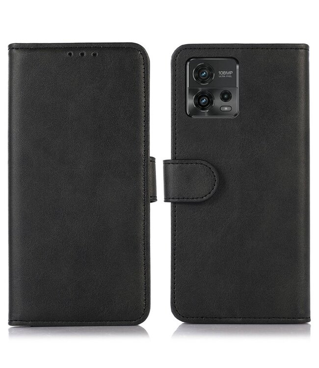 SoFetch Motorola Moto G72 hoesje - zwart Faux leder met magneet en stand