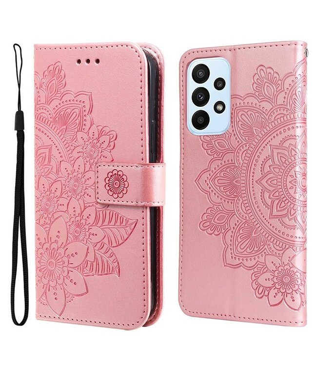 SoFetch Echt Leder - Bookcase Hoesje voor de Samsung Galaxy A23 5G / 4G / M23 5G / F23 5G - Rosegoud