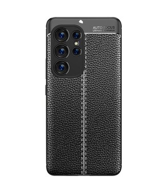 SoFetch Litchi slim hoesje Samsung Galaxy S23 Ultra zwart