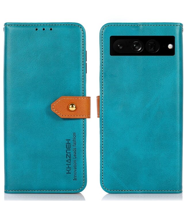 Khazneh blauw stijlvol bookcase hoesje Google Pixel 7 Pro