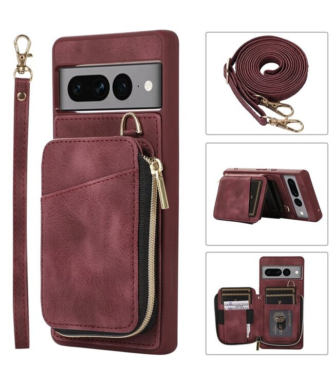 SoFetch wijnrood wallet backcover hoesje Google Pixel 7 Pro