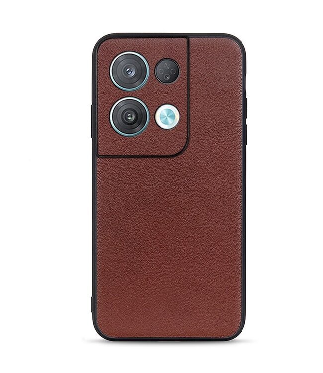 SoFetch bruin echt leder backcover hoesje oppo reno 8