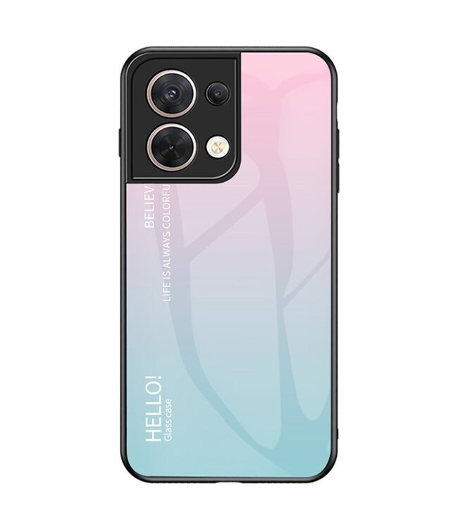 SoFetch roze/cyaan glossy gradient backcover hoesje oppo reno 8