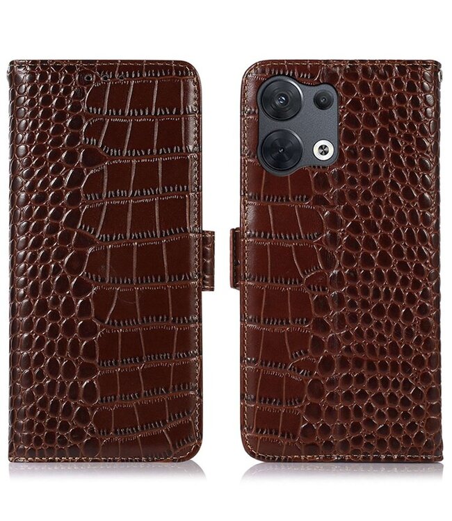 SoFetch bruin krokodillen bookcase hoesje oppo reno 8