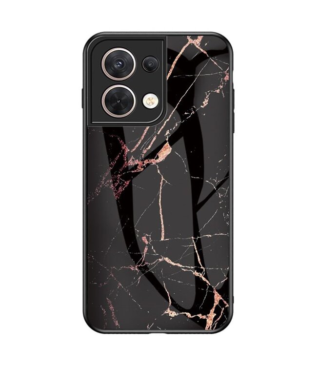 SoFetch zwart/goud marmer backcover hoesje oppo reno 8