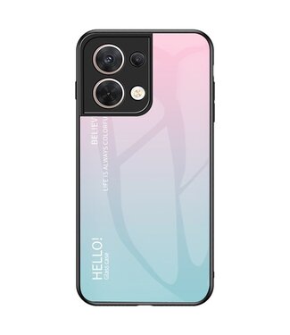 SoFetch SoFetch glossy gradient backcover hoesje Oppo Reno 8 roze/cyaan