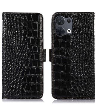 SoFetch SoFetch krokodillen bookcase hoesje Oppo Reno 8 zwart