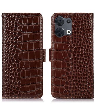SoFetch SoFetch krokodillen bookcase hoesje Oppo Reno 8 bruin