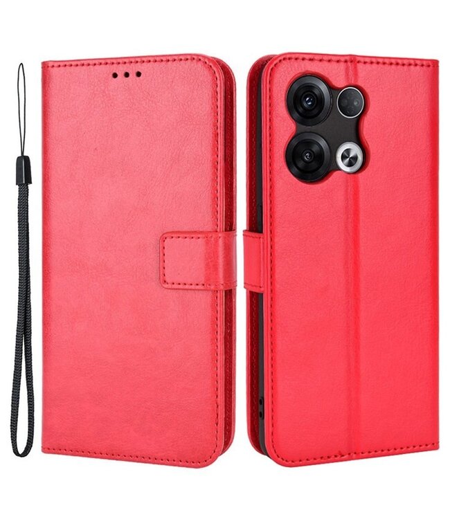 SoFetch rood diamanttextuur bookcase hoesje oppo reno 8