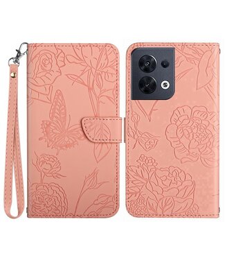 SoFetch SoFetch vlinders bookcase hoesje Oppo Reno 8 - roze