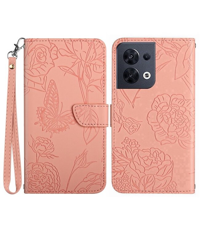 SoFetch roze vlinders bookcase hoesje oppo reno 8