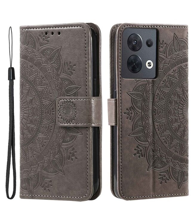 SoFetch grijs mandala bookcase hoesje oppo reno 8