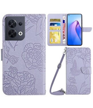 SoFetch SoFetch vlinders bookcase hoesje Oppo Reno 8 lichtpaars