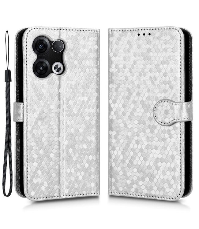 SoFetch zilver hexagon bookcase hoesje oppo reno 8