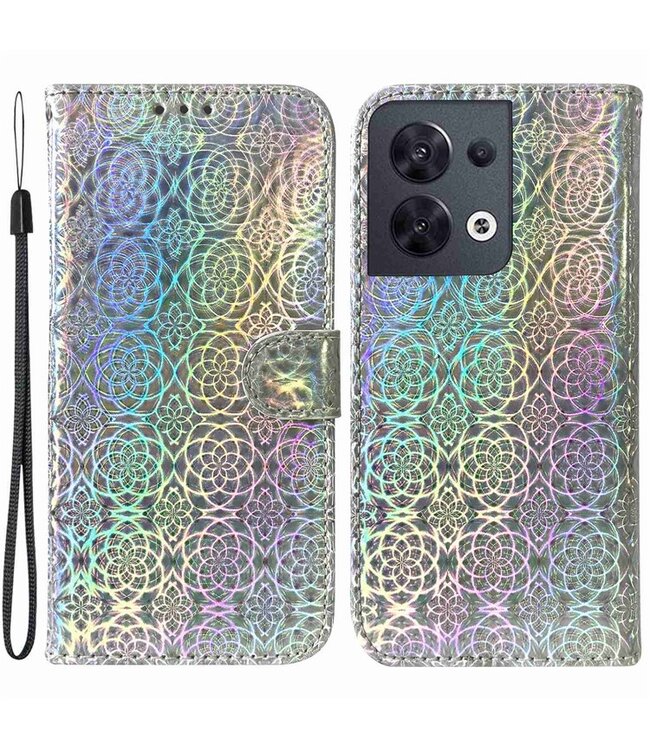 SoFetch grijs blingbling bookcase hoesje oppo reno 8