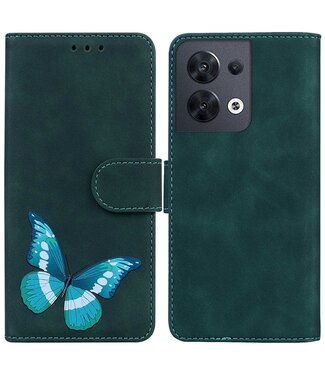 SoFetch SoFetch vlinder bookcase hoesje Oppo Reno 8 - groen