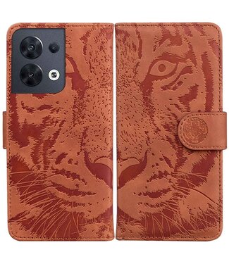 SoFetch SoFetch tijger bookcase hoesje Oppo Reno 8 - bruin