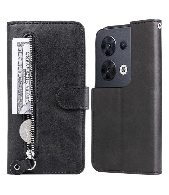 SoFetch zwart ritssluiting portemonnee hoesje oppo reno 8